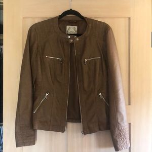 Downtown Coalition brown faux leather jacket